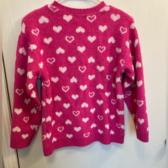 Vince Camuto Pink sweater with hearts, youth size XL Good condition. - Picture 3 of 4